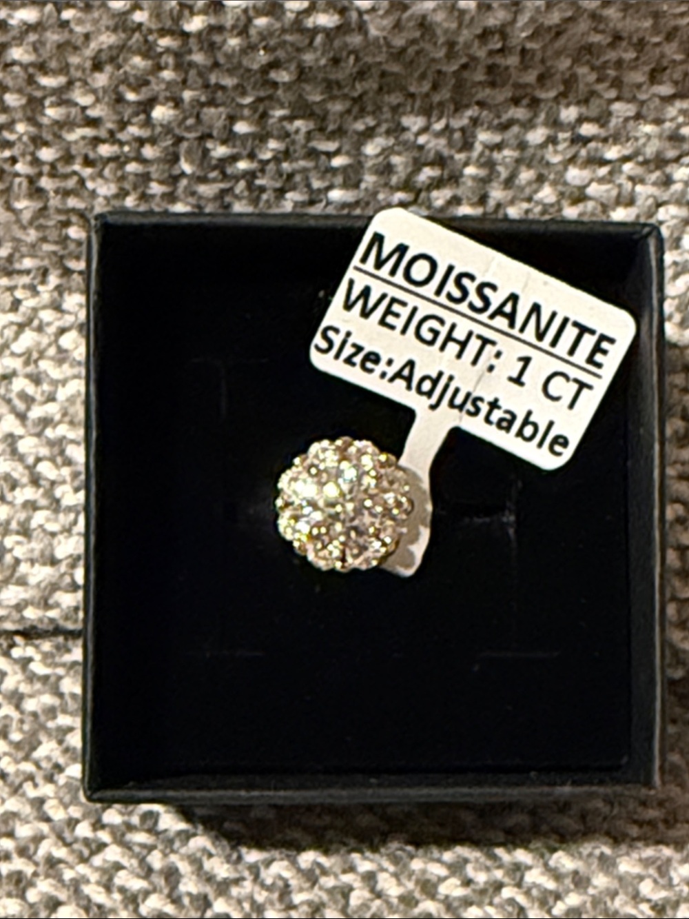 Moissanite Cluster Adjustable Ring -Gold Tone